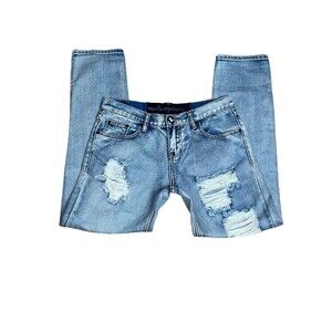 One Teaspoon Distressed Trash Blue Light Wash Destroyed Denim Jeans Women’s 26
